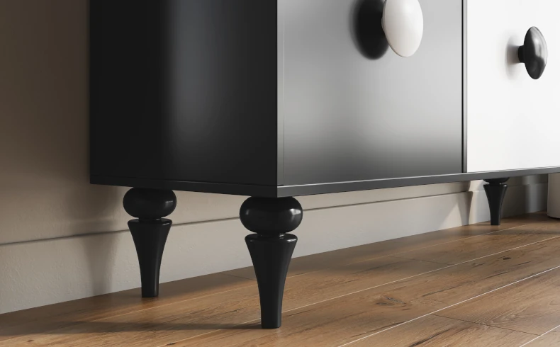 Pojemna czarno-biała komoda do salonu