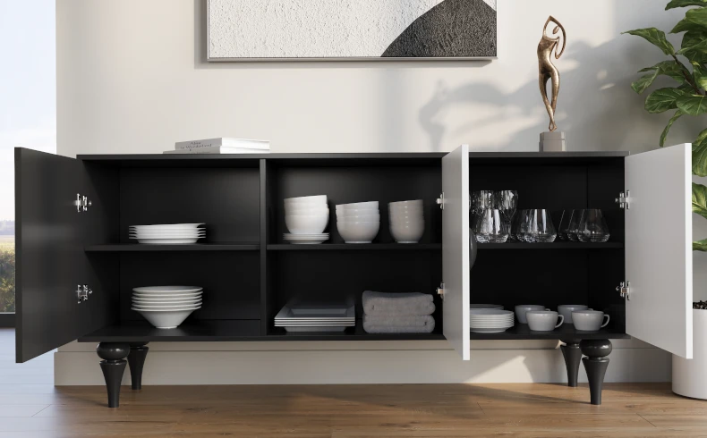 Biało czarna komoda do salonu