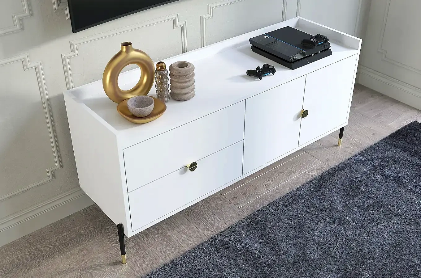 Biała komoda do salonu Dancan IGA / szer. 142 cm