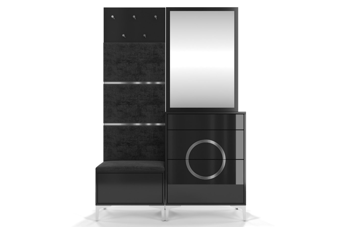 Czarny wieszak na ubrania ze srebrnymi dodatkami Dancan EVELINE