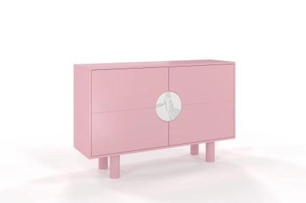 Nowoczesna komoda z marmurem Dancan ZOE 2D / kolor pudrowy róż / szer. 140 cm