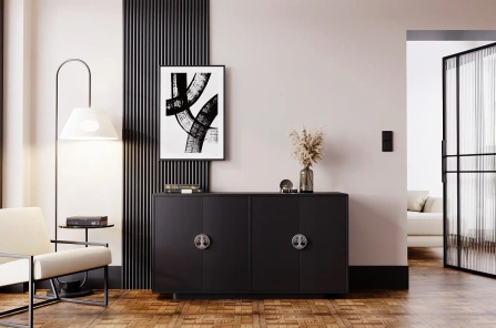 Czarna komoda Dancan LOTTA / szer. 139 cm