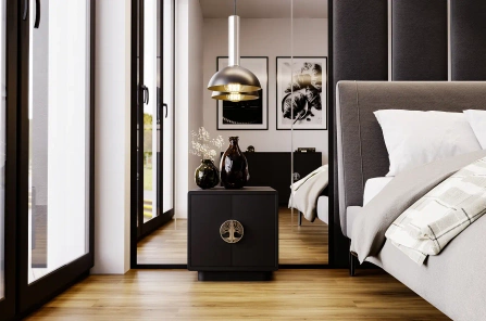 Czarna szafka nocna Dancan LOTTA / szer. 40 cm