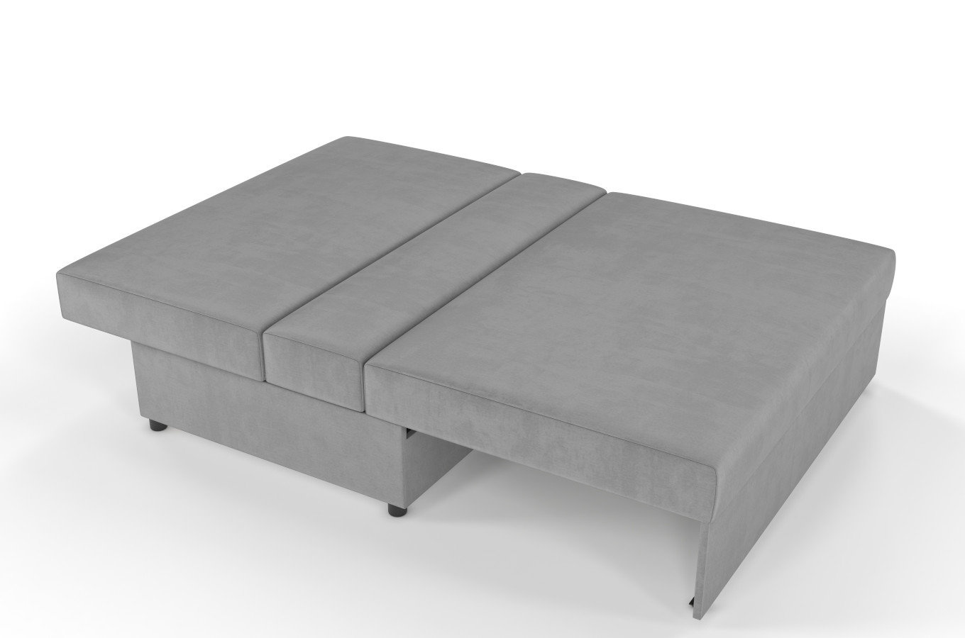 Jasno-szara rozkładana sofa Dancan OLGA z funkcją spania i pojemnikiem na pościel / szerokość 136 cm
