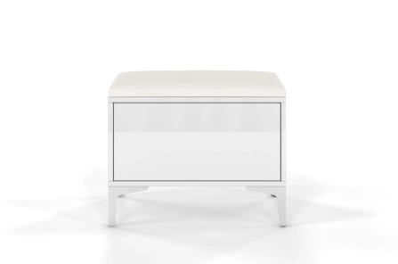 Biało-srebrne siedzisko z pojemnikiem Dancan EVELINE wysoki połysk / szer. 60 cm