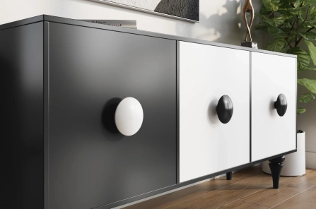 Nowoczesna czarno-biała komoda Dancan PARADIS / szer. 158 cm
