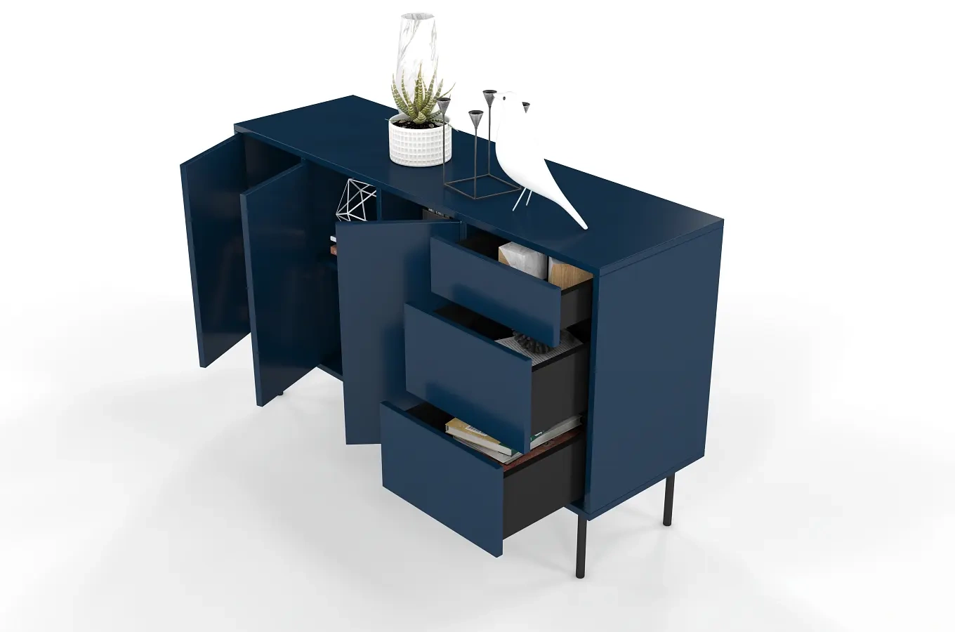 Granatowa nowoczesna komoda Dancan MIRKA / szer. 130 cm