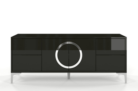 Czarna nowoczesna komoda RTV Dancan EVA połysk / szer. 150 cm