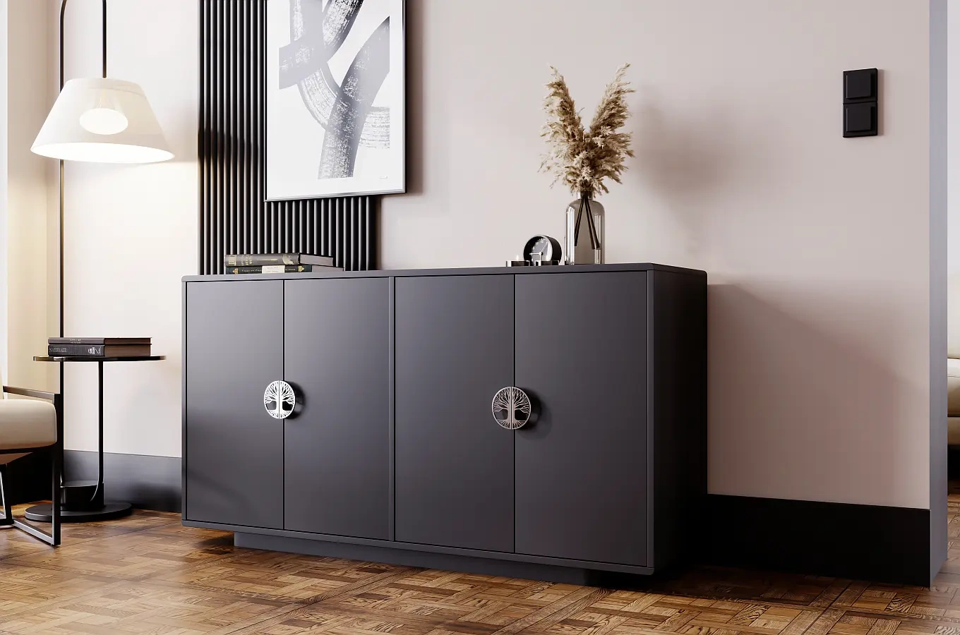 Czarna komoda Dancan LOTTA / szer. 139 cm