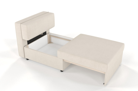 Beżowa rozkładana sofa Dancan OLGA z funkcją spania i pojemnikiem na pościel / szerokość 86 cm