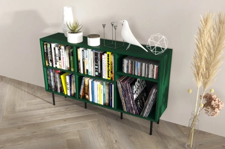 Otwarta komoda / regał w zielonym kolorze Dancan MIRKA / szer. 130 cm