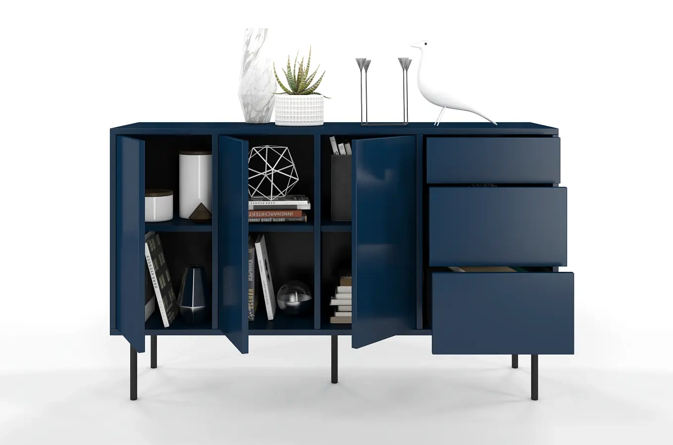 Granatowa nowoczesna komoda Dancan MIRKA / szer. 130 cm