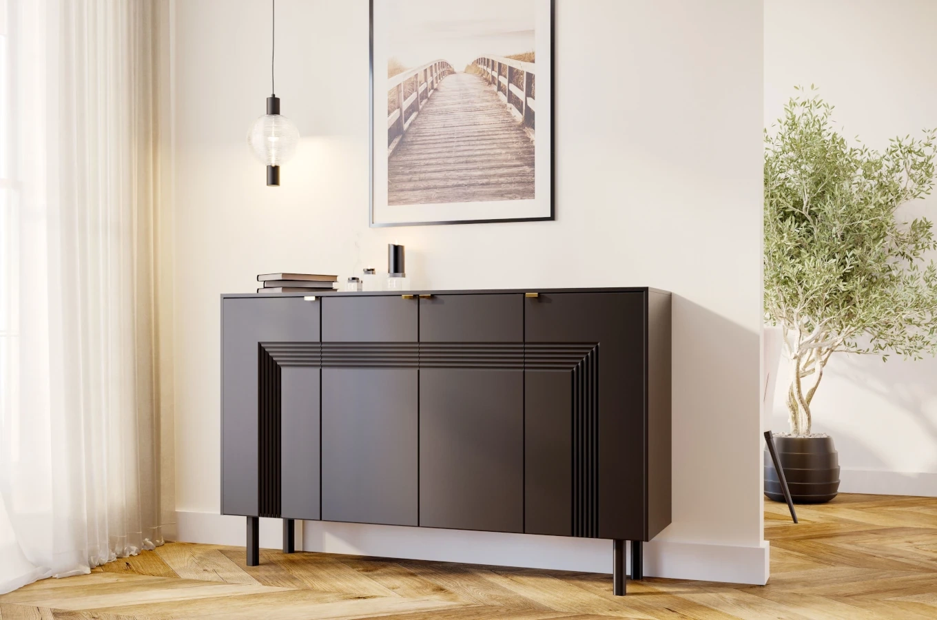 Czarna komoda Dancan YOKO / szer. 156 cm