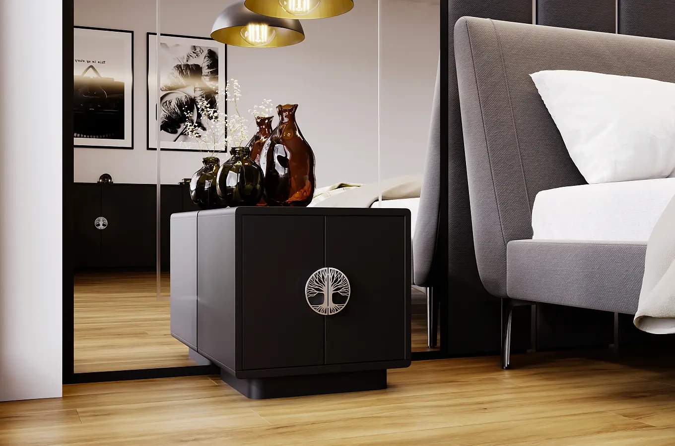 Czarna szafka nocna Dancan LOTTA / szer. 40 cm