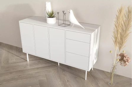 Biała nowoczesna komoda Dancan MIRKA / szer. 130 cm