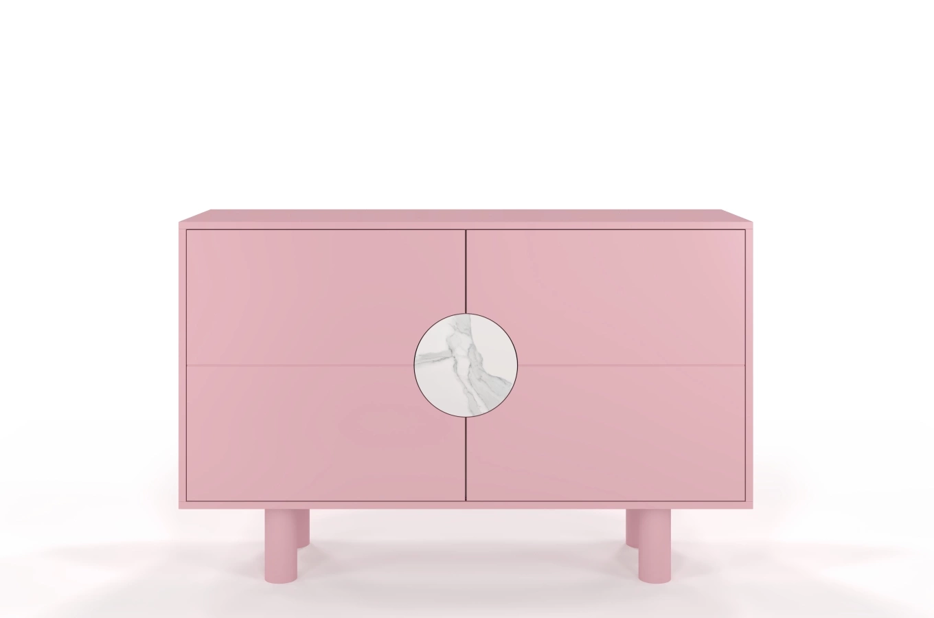 Nowoczesna komoda z marmurem Dancan ZOE 2D / kolor pudrowy róż / szer. 140 cm