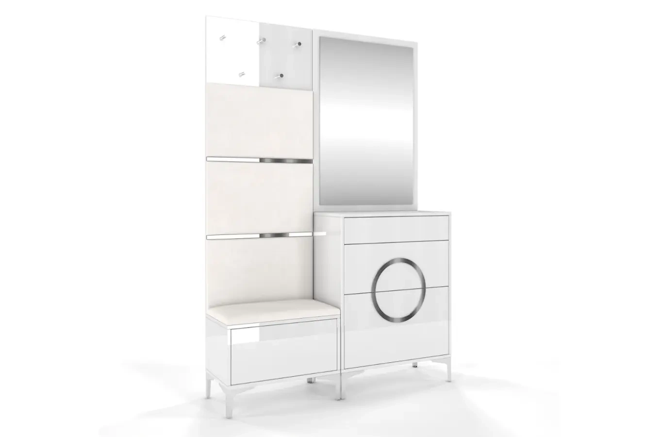 Biały wieszak na ubrania ze srebrnymi dodatkami Dancan EVELINE