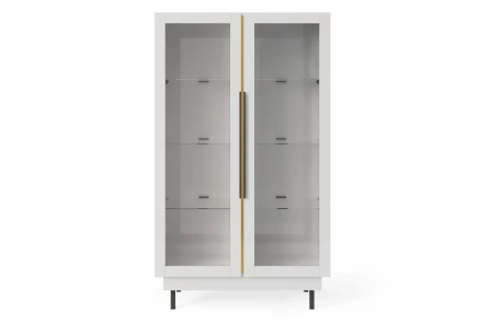 Elegancka biała witryna Dancan ARTEMISA ze złotymi dodatkami / szer. 100 cm