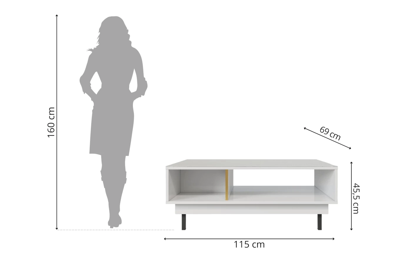 Elegancki biały stolik Dancan ARTEMISA ze złotymi dodatkami
