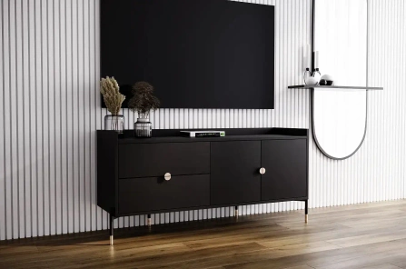 Czarna komoda do salonu Dancan IGA / szer. 142 cm