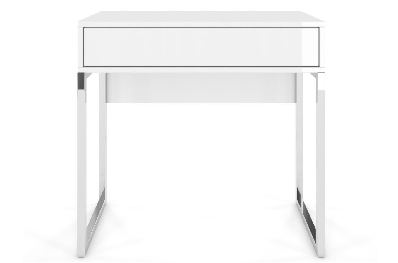 Biała nowoczesna toaletka Dancan EVA ze srebrnym stelażem