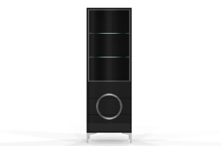 Czarna nowoczesna witryna Dancan EVA ze szklanymi drzwiami połysk / szer. 60 cm