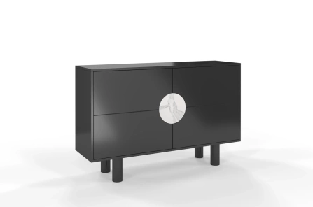 Nowoczesna komoda z marmurem Dancan ZOE 2D / kolor czarny / szer. 140 cm