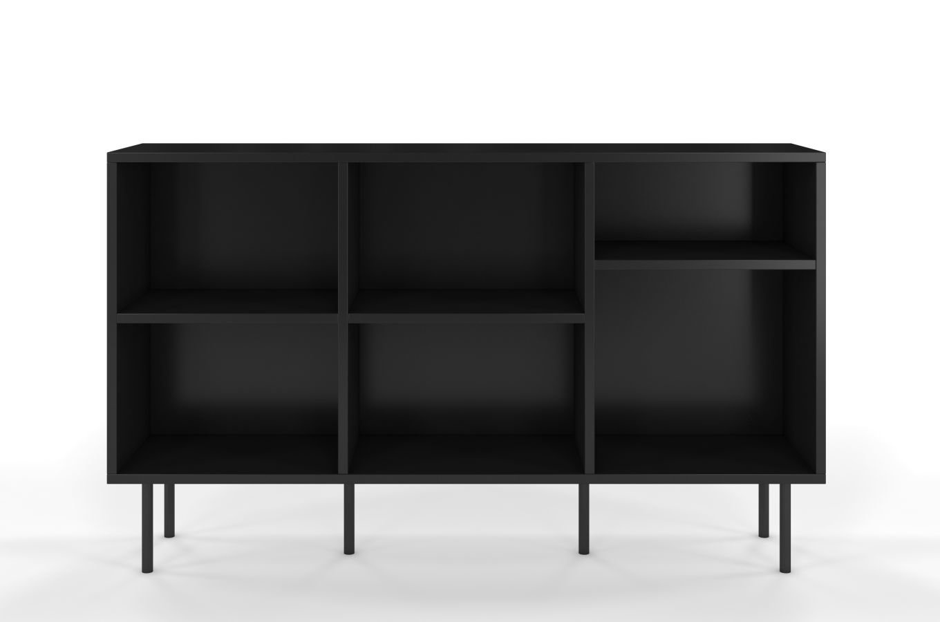 Otwarta komoda / regał w czarnym kolorze Dancan MIRKA / szer. 130 cm