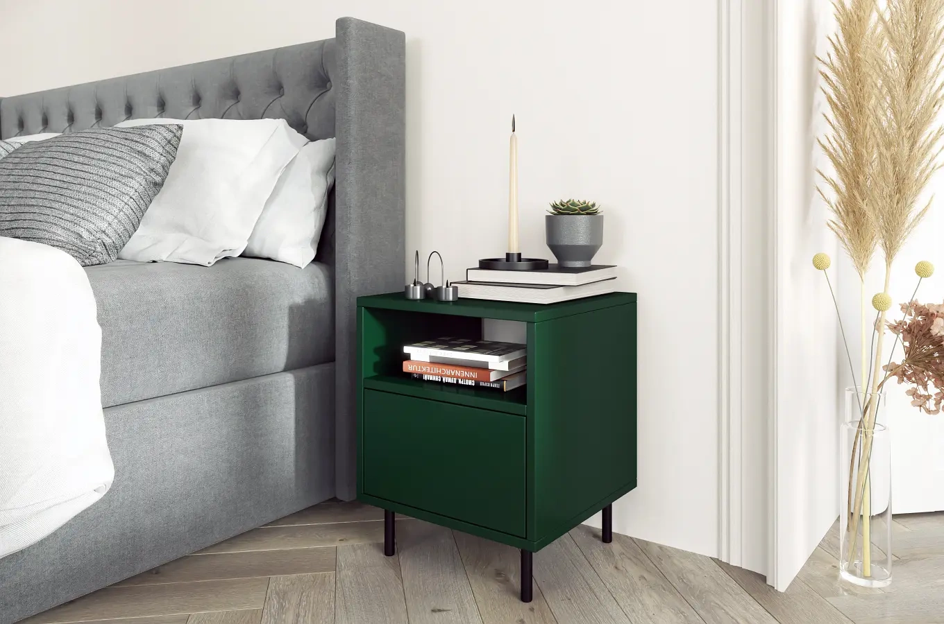 Zielona nowoczesna szafka nocna Dancan MIRKA / szer. 40 cm