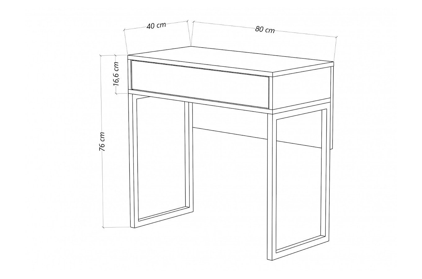 Czarna nowoczesna toaletka Dancan EVA ze srebrnym stelażem