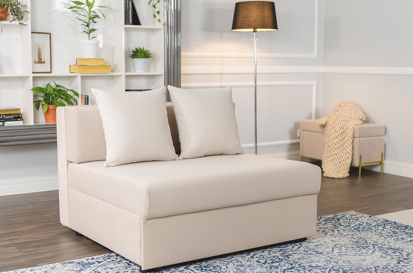 Nowoczesna rozkładana sofa Dancan OLGA z funkcją spania i pojemnikiem na pościel / 4 szerokości + 5 kolorów do wyboru!