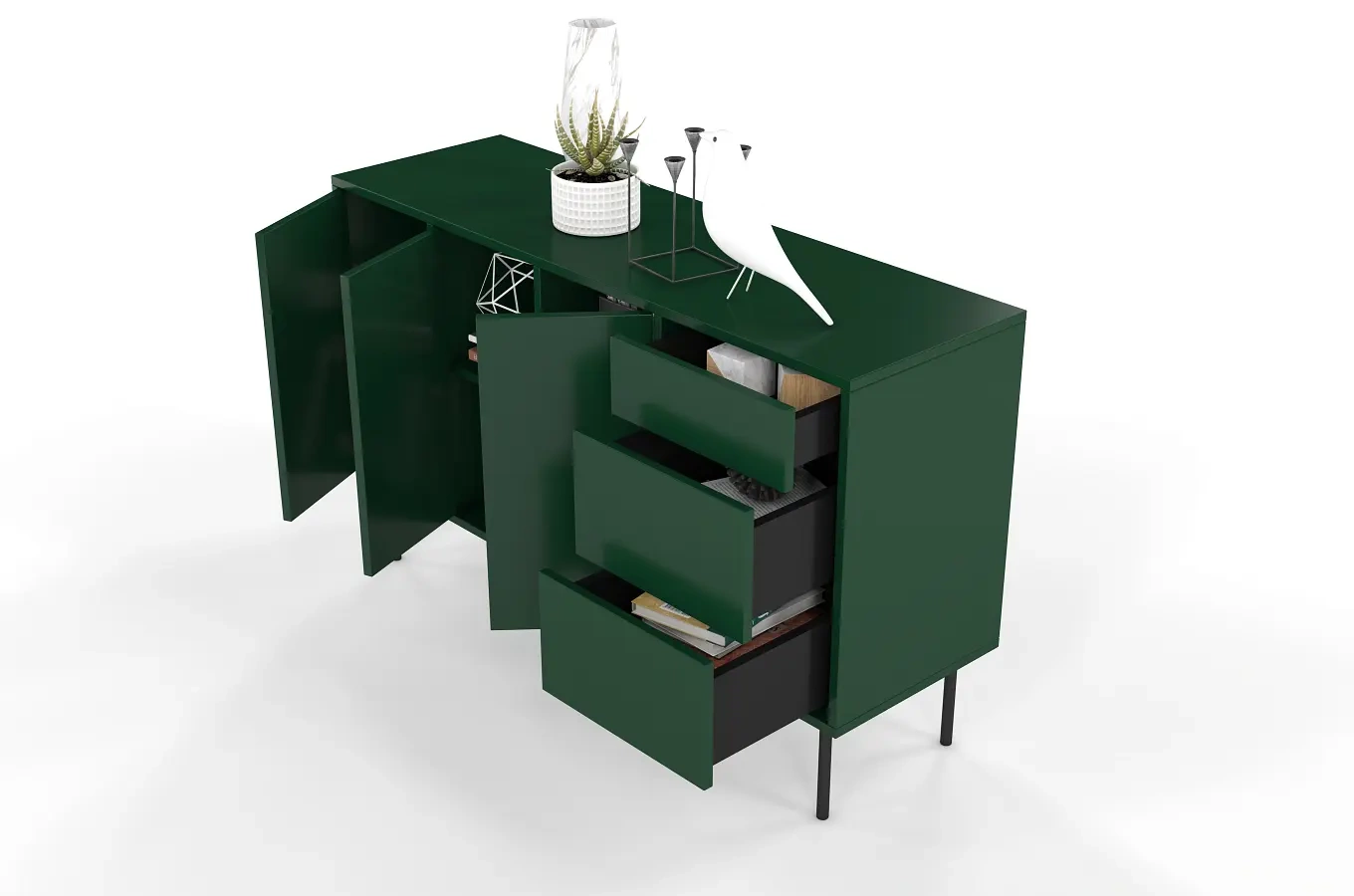 Zielona nowoczesna komoda Dancan MIRKA / szer. 130 cm