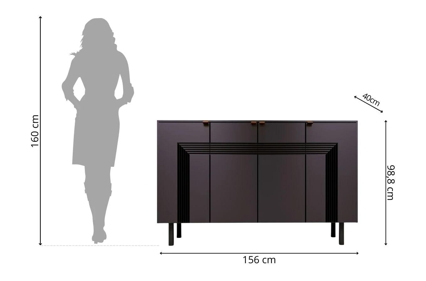 Czarna komoda Dancan YOKO / szer. 156 cm