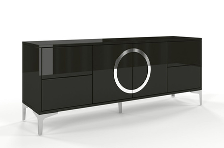 Czarna nowoczesna komoda RTV Dancan EVA połysk / szer. 150 cm