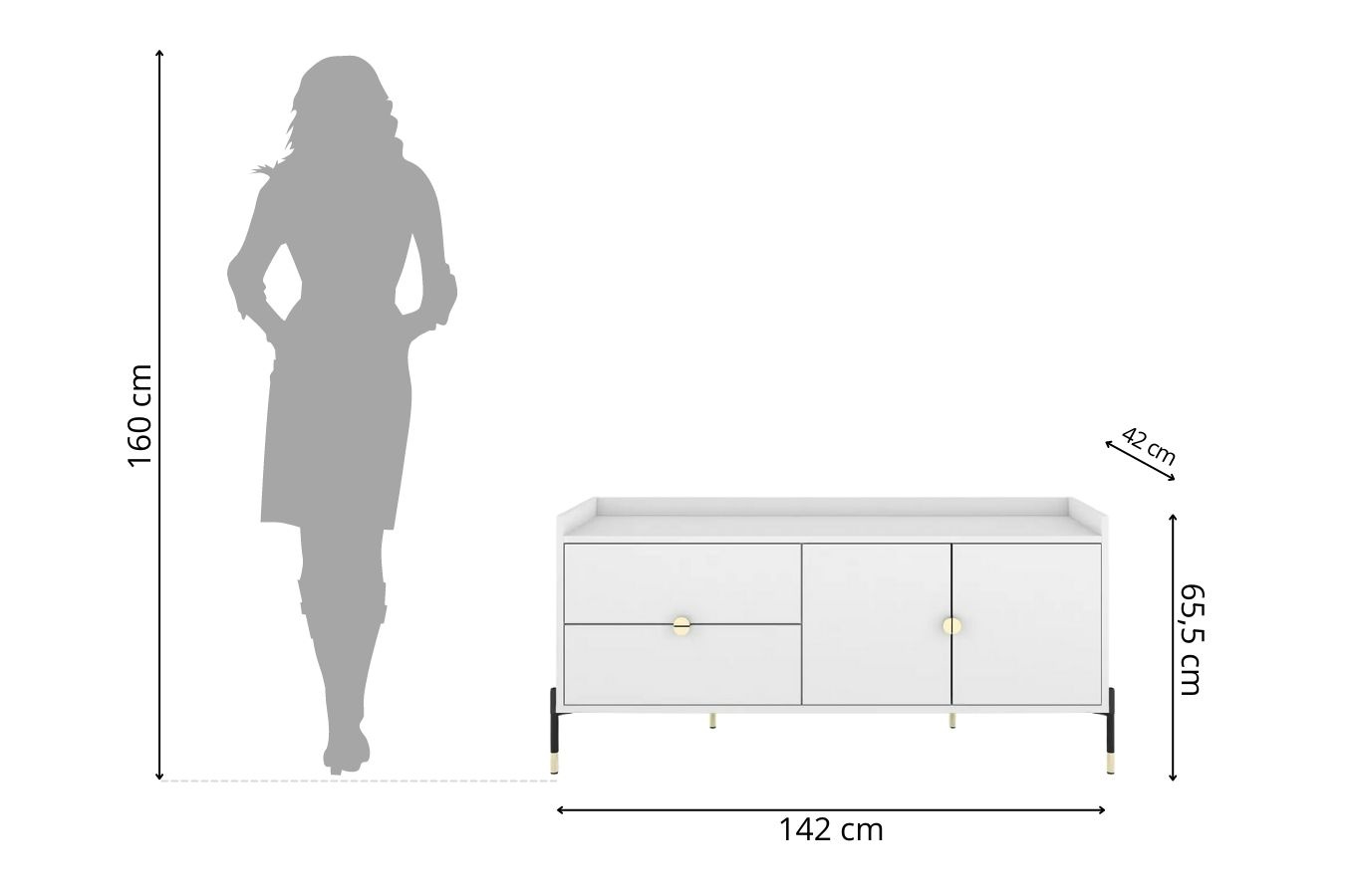 Biała komoda do salonu Dancan IGA / szer. 142 cm