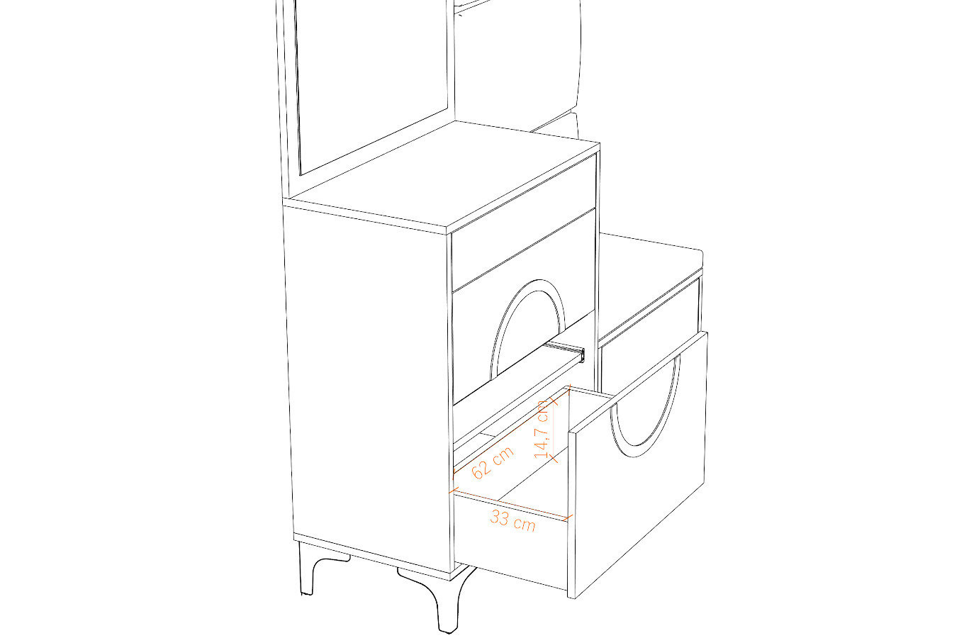 Czarno-srebrna komoda Dancan EVELINE wysoki połysk / szer. 70 cm
