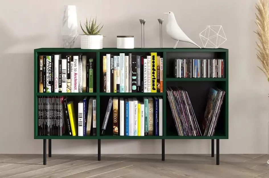 Otwarta komoda / regał w zielonym kolorze Dancan MIRKA / szer. 130 cm