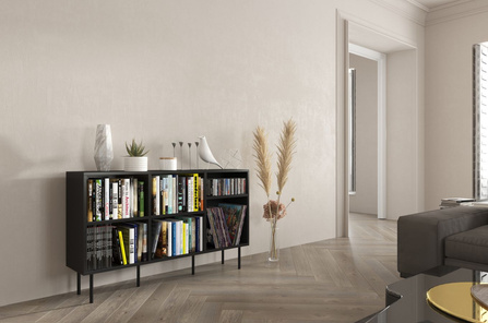 Otwarta komoda / regał w czarnym kolorze Dancan MIRKA / szer. 130 cm