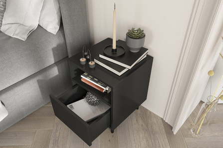 Czarna nowoczesna szafka nocna Dancan MIRKA / szer. 40 cm