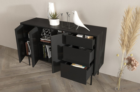 Czarna nowoczesna komoda Dancan MIRKA / szer. 130 cm