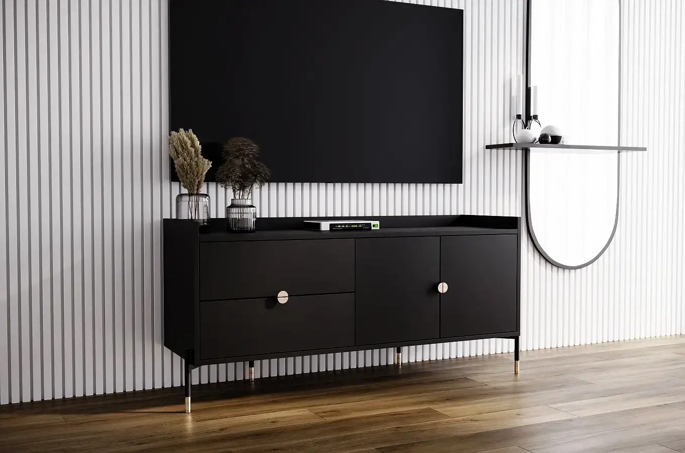 Czarna komoda do salonu Dancan IGA / szer. 142 cm