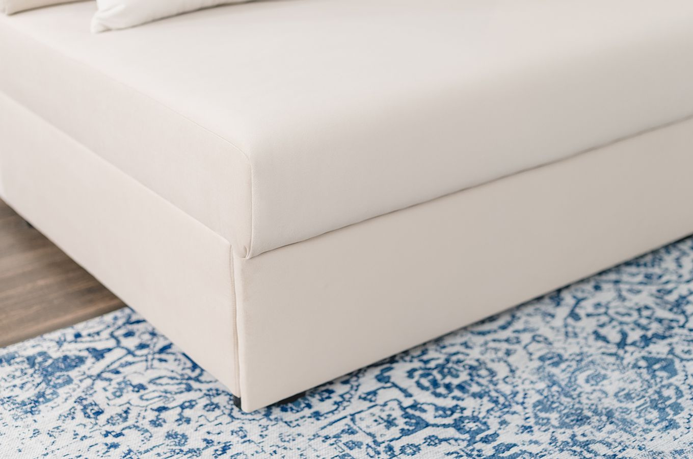 Nowoczesna rozkładana sofa Dancan OLGA z funkcją spania i pojemnikiem na pościel / 4 szerokości + 5 kolorów do wyboru!