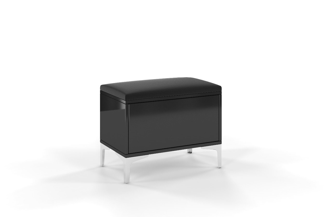 Czarno-srebrne siedzisko z pojemnikiem Dancan EVELINE wysoki połysk / szer. 60 cm