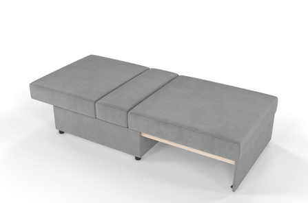 Jasno-szara rozkładana sofa Dancan OLGA z funkcją spania i pojemnikiem na pościel / szerokość 86 cm