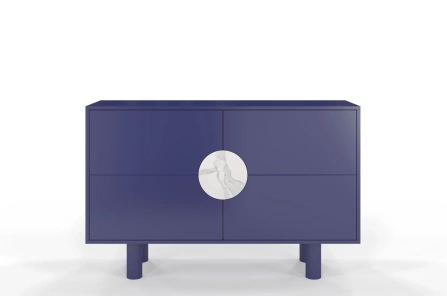 Nowoczesna komoda z marmurem Dancan ZOE 2D / kolor granat szlachetny / szer. 140 cm
