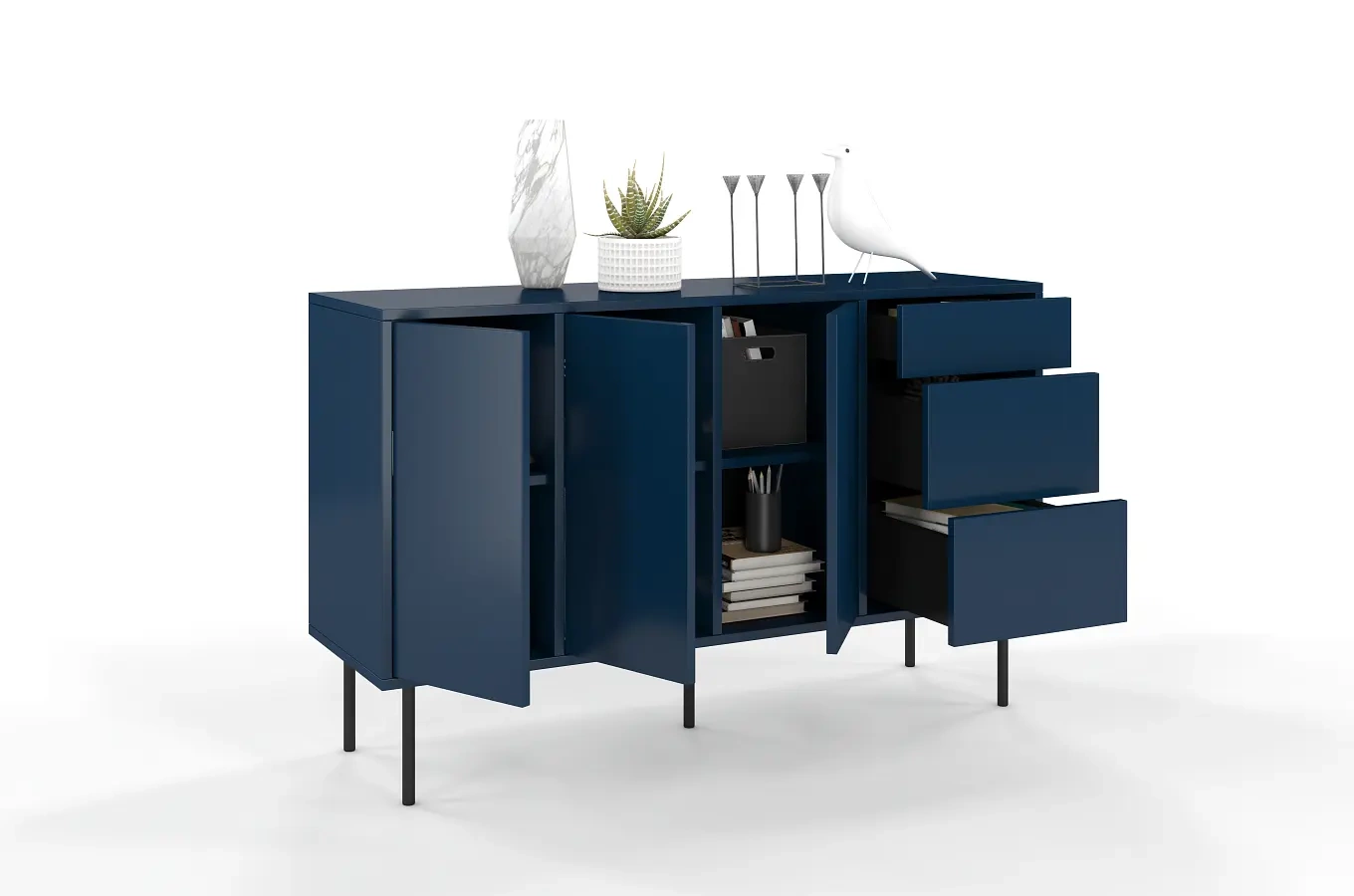 Granatowa nowoczesna komoda Dancan MIRKA / szer. 130 cm