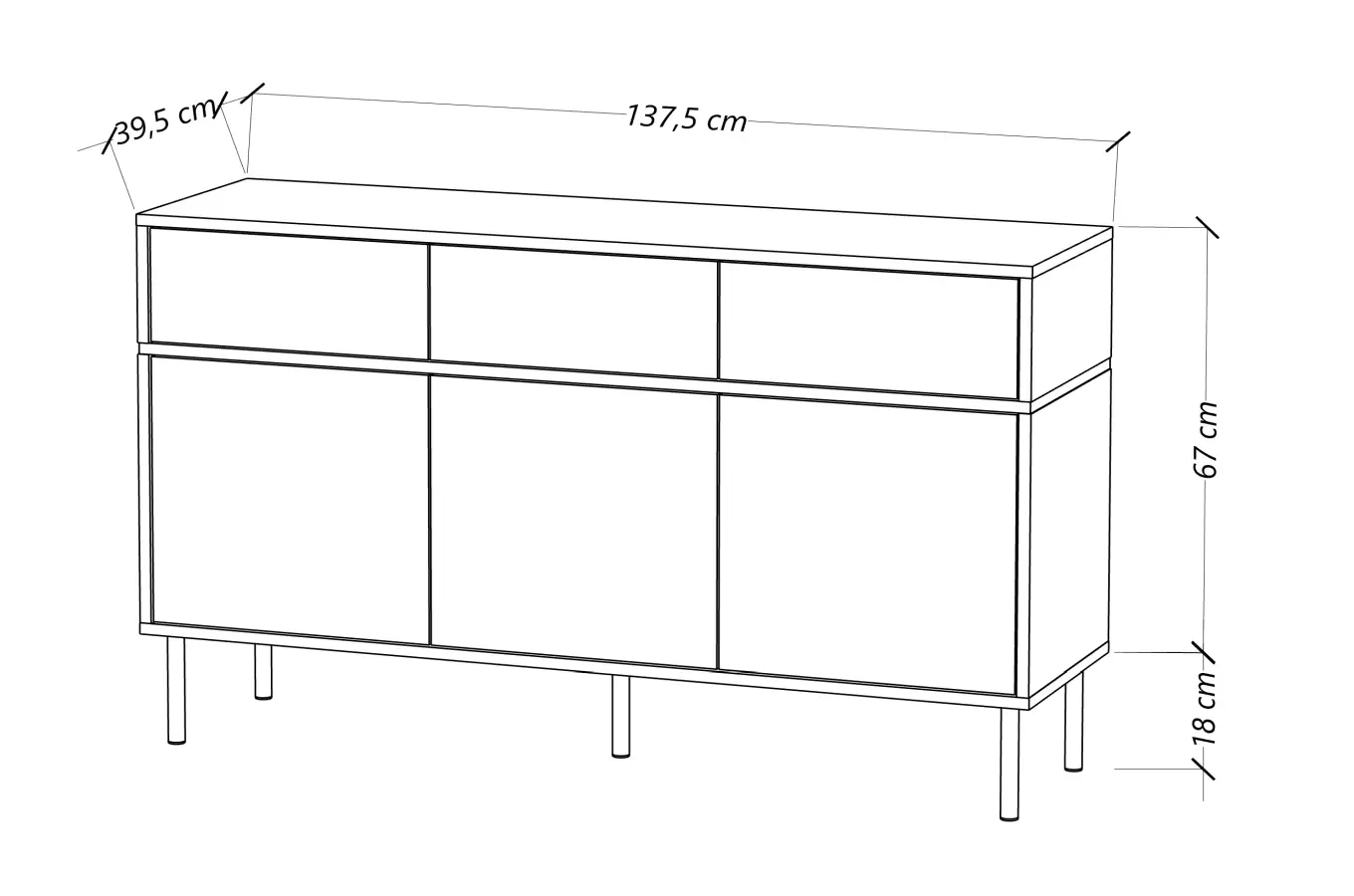Elegancka biała komoda Dancan MARIKA ze złotymi dodatkami / szer. 137,5 cm