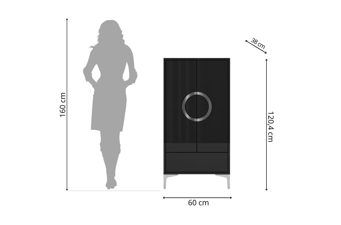 Czarna wysoka nowoczesna komoda Dancan EVA połysk / szer. 60 cm