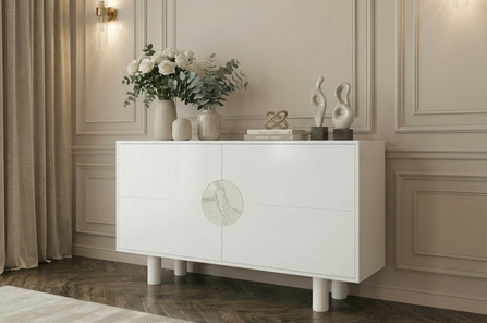 Nowoczesna komoda z marmurem Dancan ZOE 2D / kolor biały / szer. 140 cm