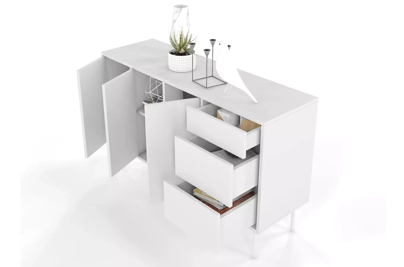 Biała nowoczesna komoda Dancan MIRKA / szer. 130 cm